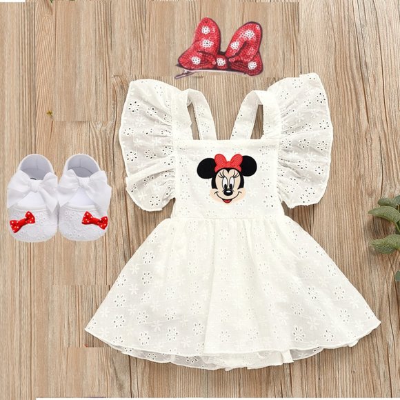 Minnie Mouse Dress Birthday Romper Dress Clothes outfit bodysuit Disney Bow